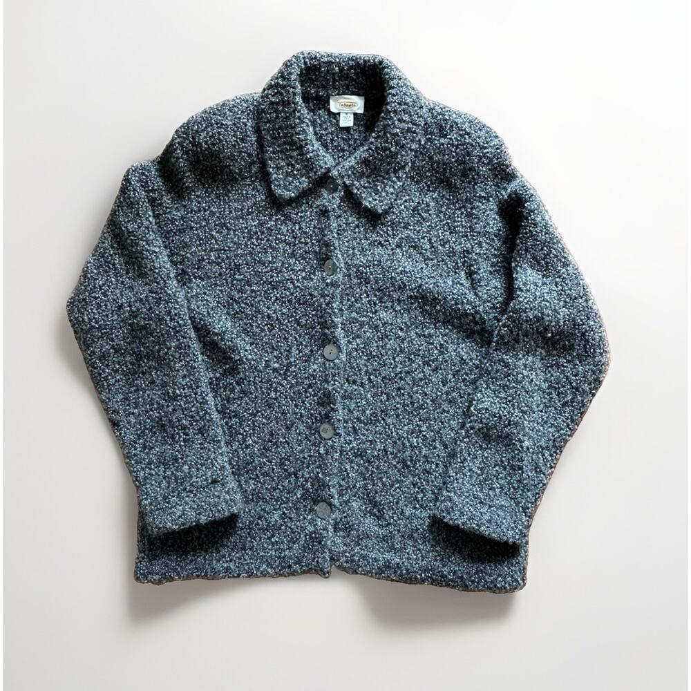 Talbots Italian Wool Blend Bouclé Button-Front Jacket Size Medium Vintage Gray - Picture 9 of 12